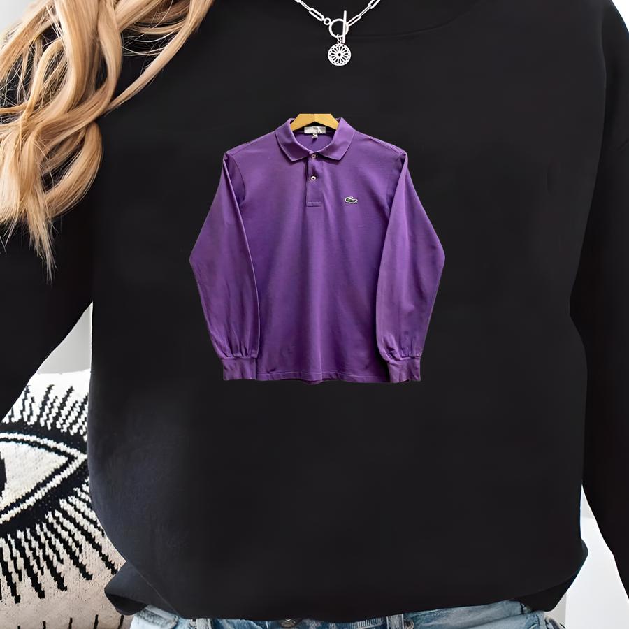 Vintage 90's La Chemise Polo Shirt Crewneck Sweater Pullover Jumper Logo Purple Medium Sweatshirt