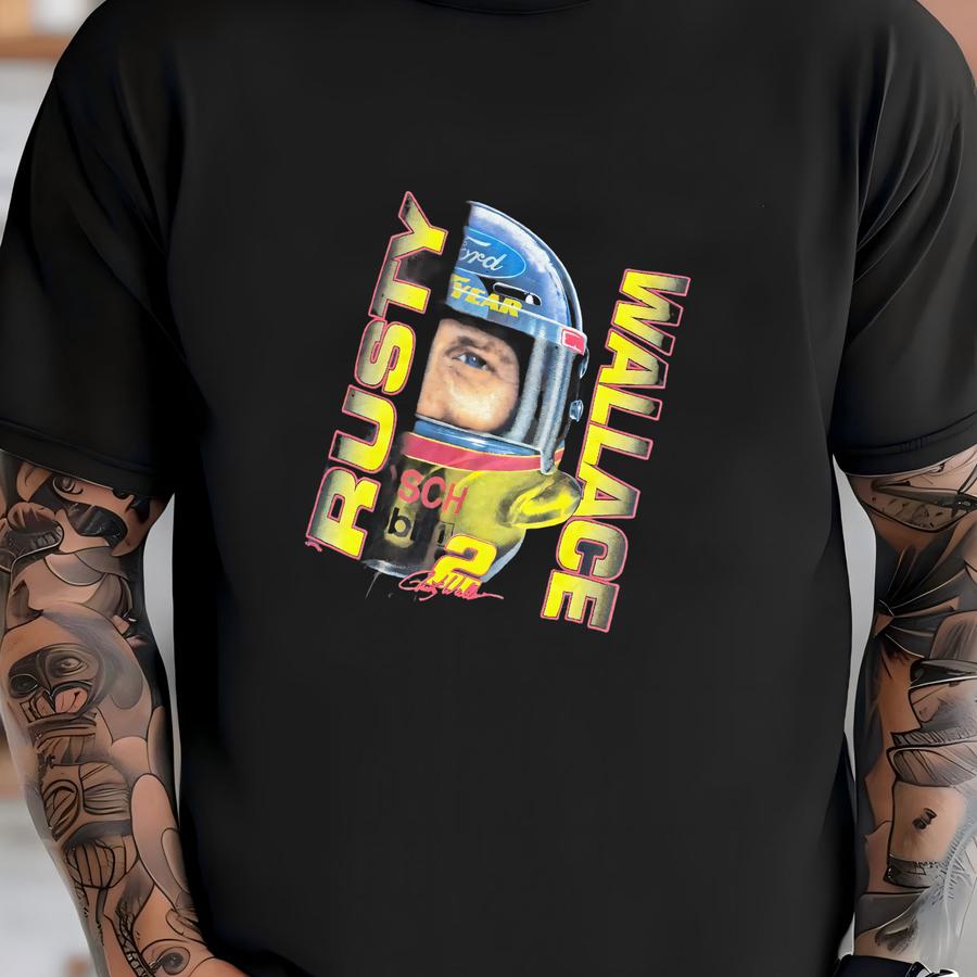 Vintage 90s Rusty Wallace Nascar Racing Helmet Nutmeg Graphic Shirt Usa Size 2xl T-shirt