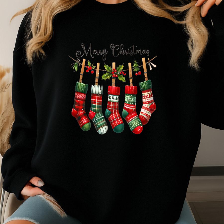Christmas Stocking Shirt, Merry christmas T-shirt, Christmas Shirt, Christmas Socks Shirt, Christmas Season Tee, Christmas Party Shirt Sweatshirt