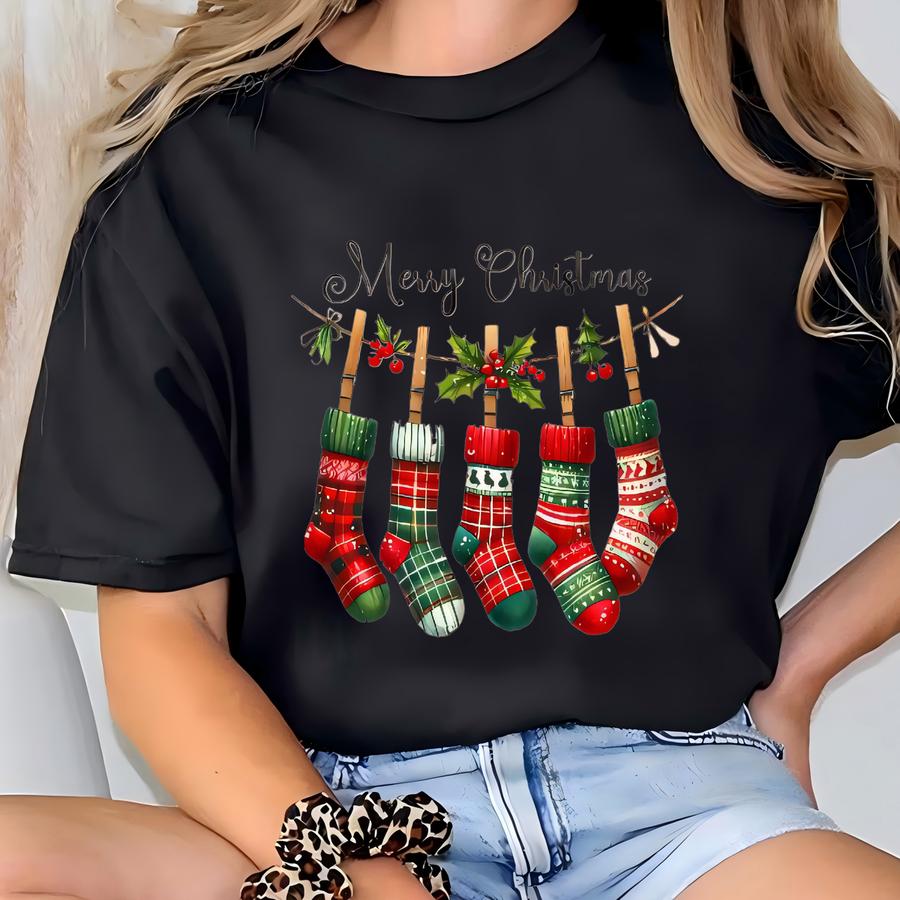 Christmas Stocking Shirt, Merry christmas Hoodie, Christmas Shirt, Christmas Socks Shirt, Christmas Season Tee, Christmas Party Shirt T-shirt