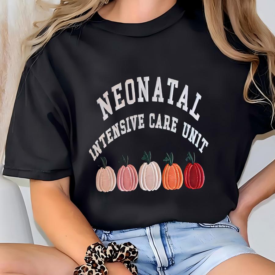 Nicu Nurse Shirt, Neonatal Intensive Care Unit Tee, Fall, Autumn, Doctor, Rn Pumpkins, Footprints, Halloween, Thanksgiving Gift T-shirt