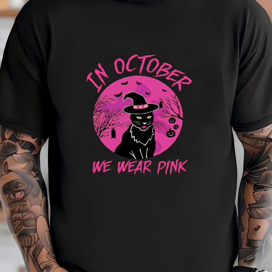 Cancer Awareness Sweatshirt, In October We Wear Pink Tee, Cancer Support Hoodie, Breast Cancer Gift Crewneck, Breast Cancer Hoodie T-shirt
