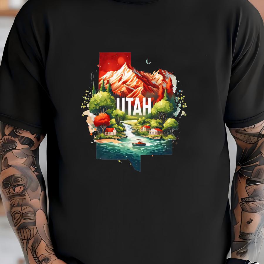 Utah State Graphic Hoodie, Utah View Shirt, Utah Souvenir, Utah Hoodie Trip Gift, Trend State Sweatshirt, Utah State Map Hoodie T-shirt