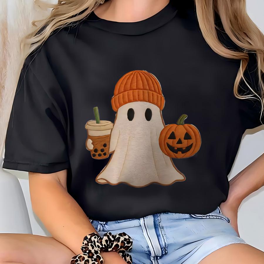 Ghost Coffee Lover Shirt, Halloween Shirt, Halloween Coffee Shirt, Coffee Lover Gift T-shirt