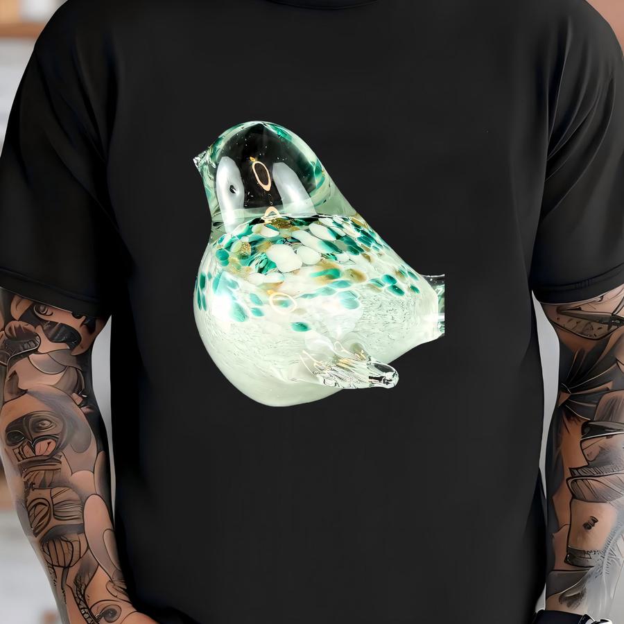 Vintage Authentic Murano Figurines Bird- Green/white W/ Clear Wings And Tail. T-shirt