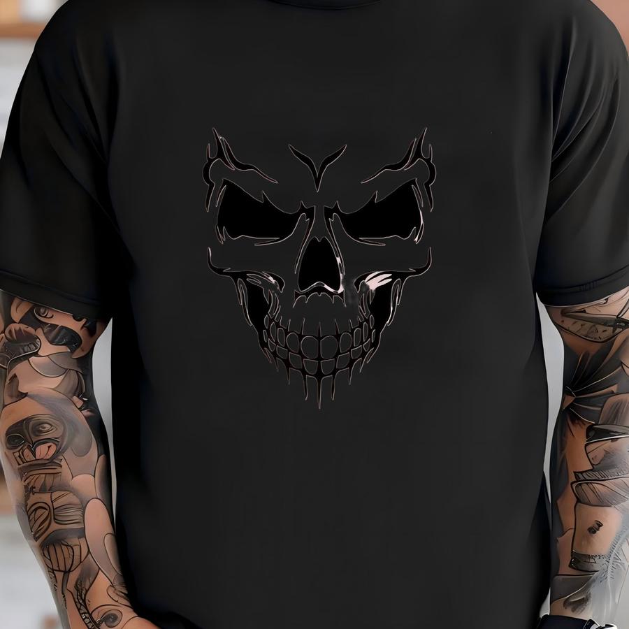 Gothic Skull Crop Top, Halloween Shirt With Scary Skull Graphic T-shirt