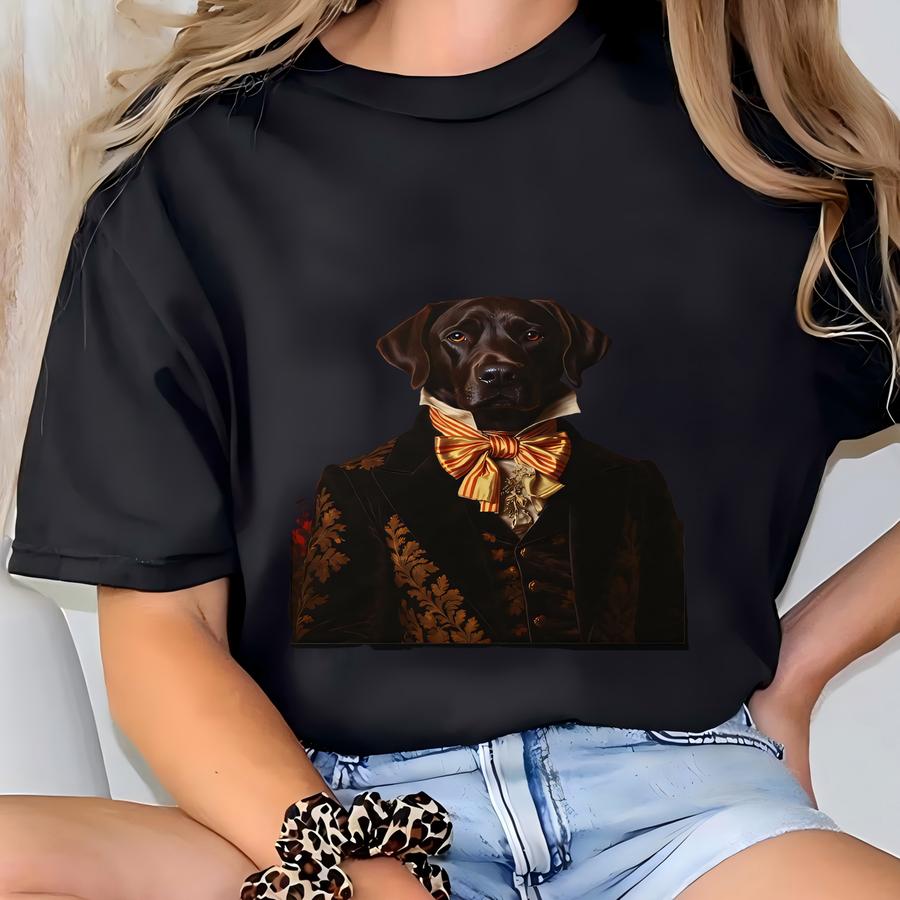 Dog Framed Poster: Labrador, Animal Portrait, Formal Attire, Baroque Style T-shirt
