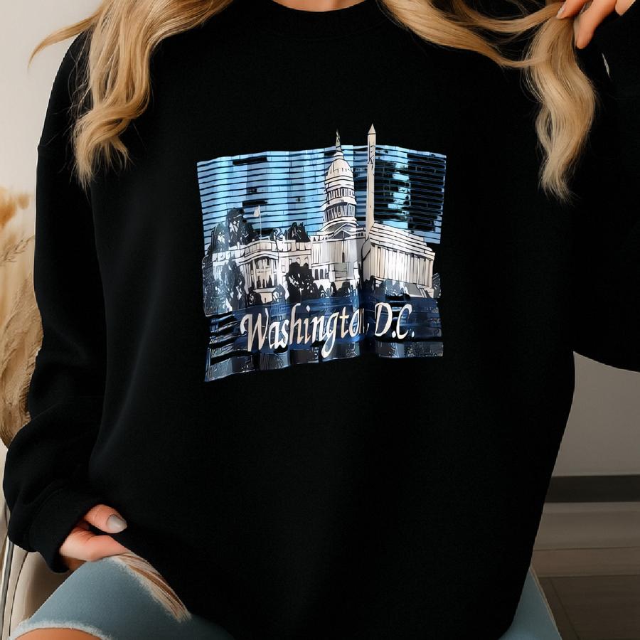 Vintage 1980’s Single Stitch Washington Dc Paper Thin Blue Tee Shirt - Medium Sweatshirt