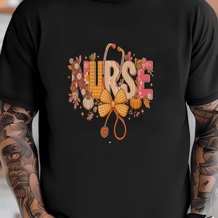 Customizable Fall Nurse Sweatshirt: Coquette Bow, Personalized Rn T-shirt