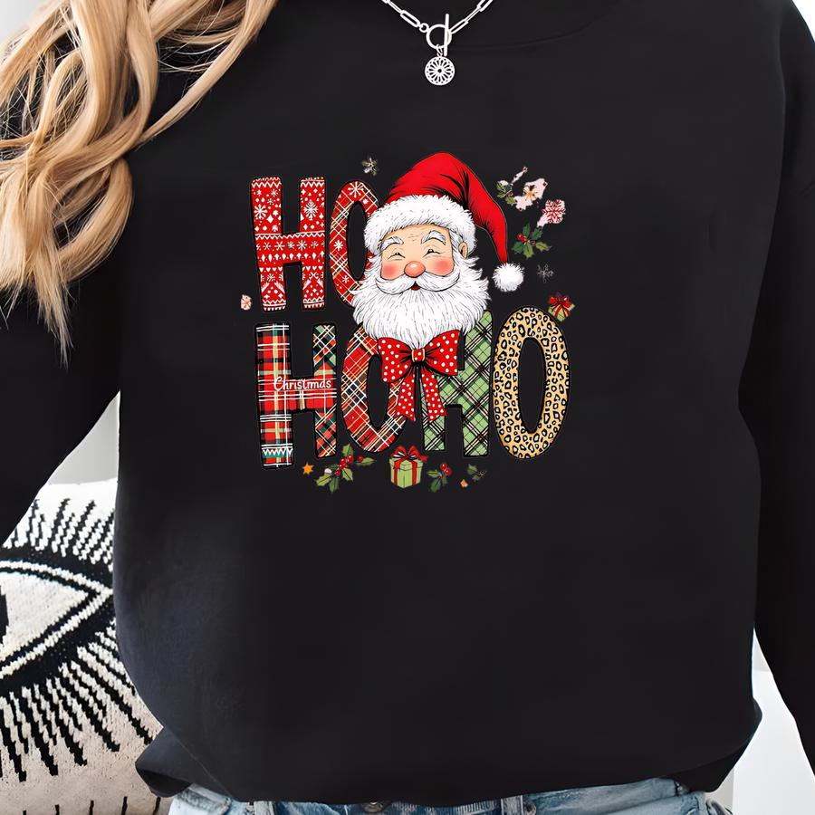 Christmas Santa Sweatshirt, Christmas Tree Shirt, Christmas Hohoho Shirt, Womens Holiday Sweat, Christmas Santa Hoodie, Christmas Gift Shirt Sweatshirt