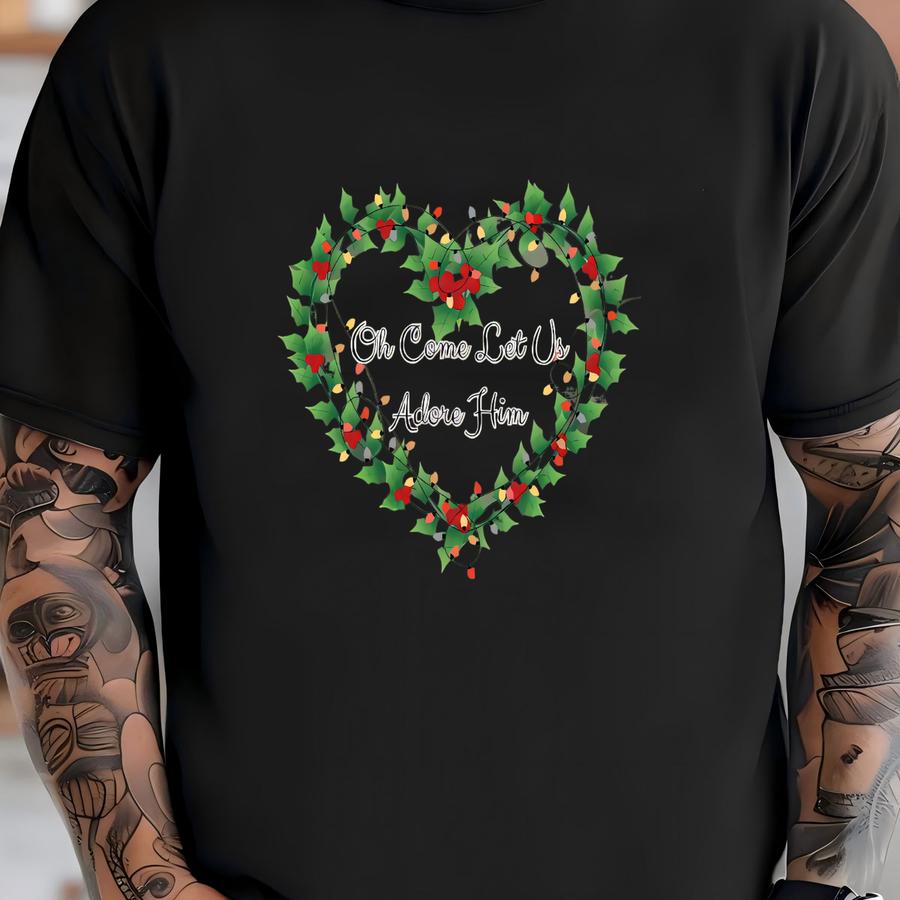 Oh Come Let Us Adore Him Tshirt, Jesus Christmas Sweater, Christmas Tree Hoodie, Christian Christmas Shirt, Oh Holy Night, Matching Family T-shirt