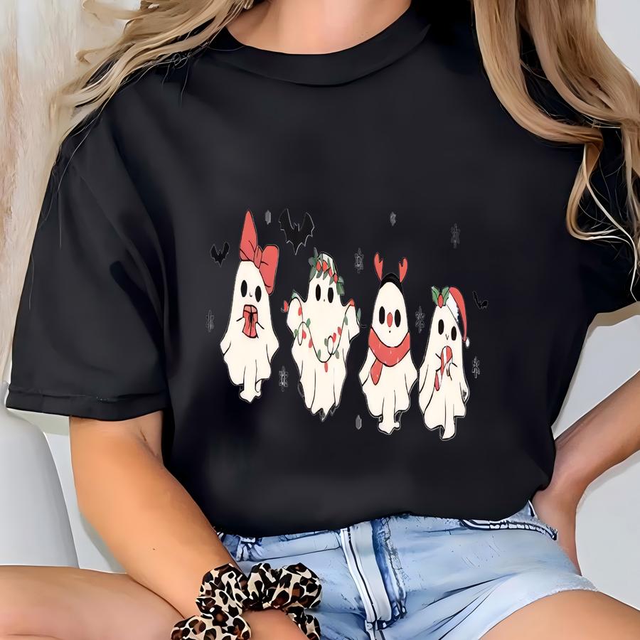 Cute Christmas Ghost Crewneck Sweatshirt Family Christmas Sweatshirt Holiday Season Sweatshirt Ghost Santa Sweatshirt Christmas Gift T-shirt