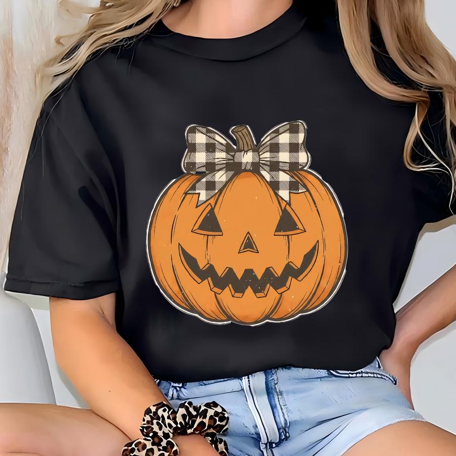 ® Pumpkin Patch Shirt Coquette Bow Pumpkin Shirt Fall Shirt Retro Pumpkin Shirt Halloween Shirt Thanksgiving Gift T-shirt