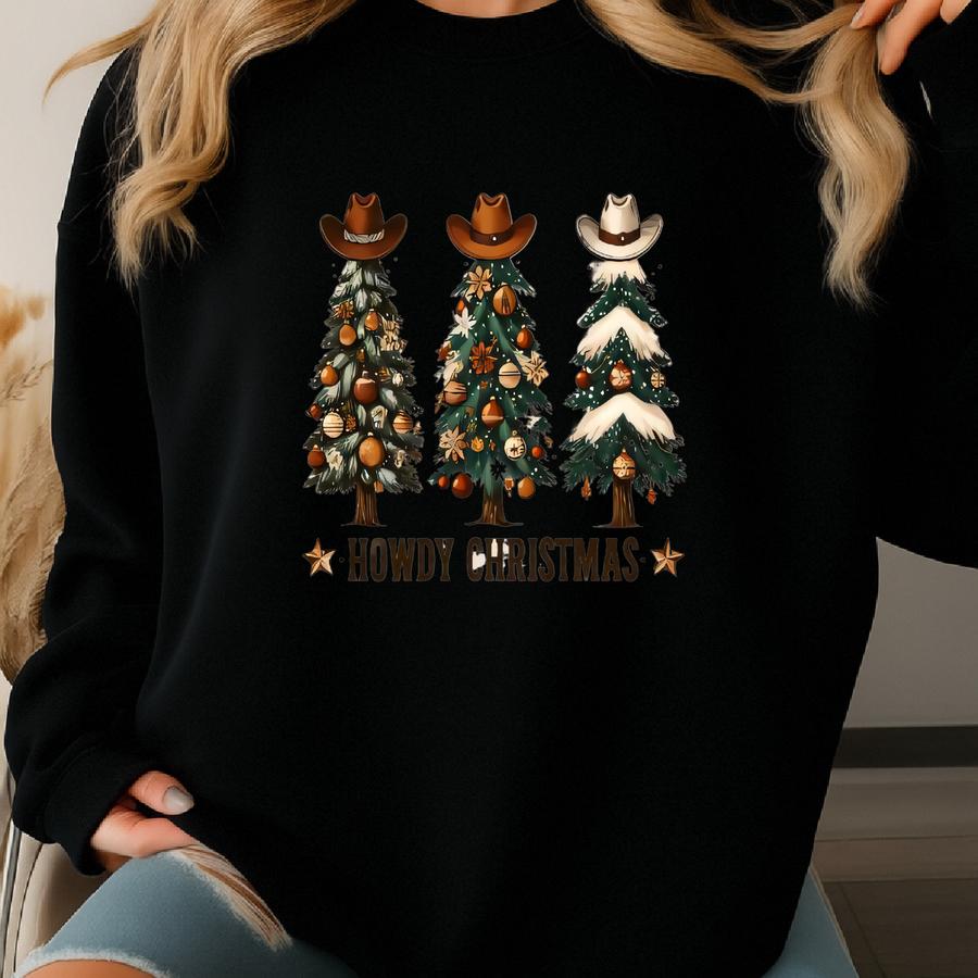Howdy Christmas Shirt, Western Christmas Shirt, Christmas T-shirt, Christmas Tree Shirt, Merry Christmas Tee, Cowboy Tree Xmas Tee Sweatshirt