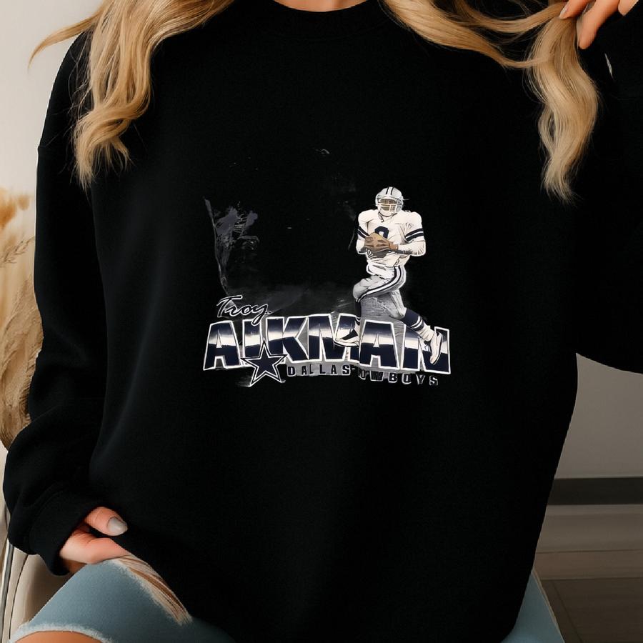 Vintage 90s Cowboys Sweatshirt Troy Aikman Cowboys Football Player Sweater Cowboys Football Club Crewneck Xl Sweatshirt