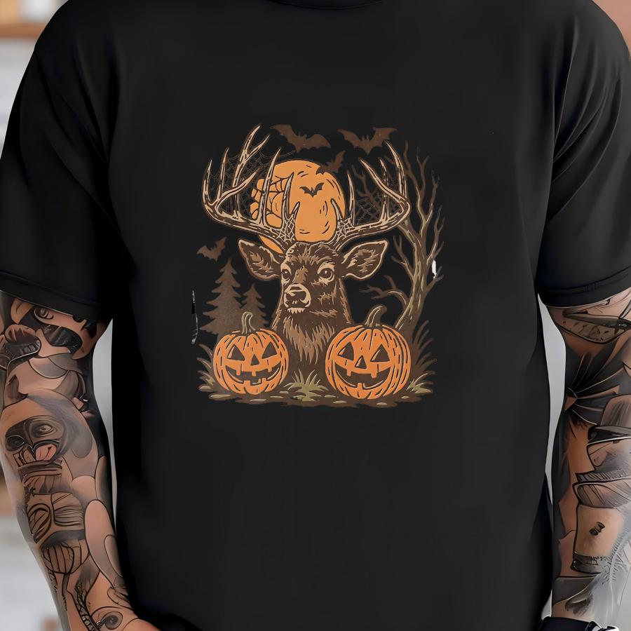 Camo Deer Halloween Shirt: Spooky Party Tee T-shirt