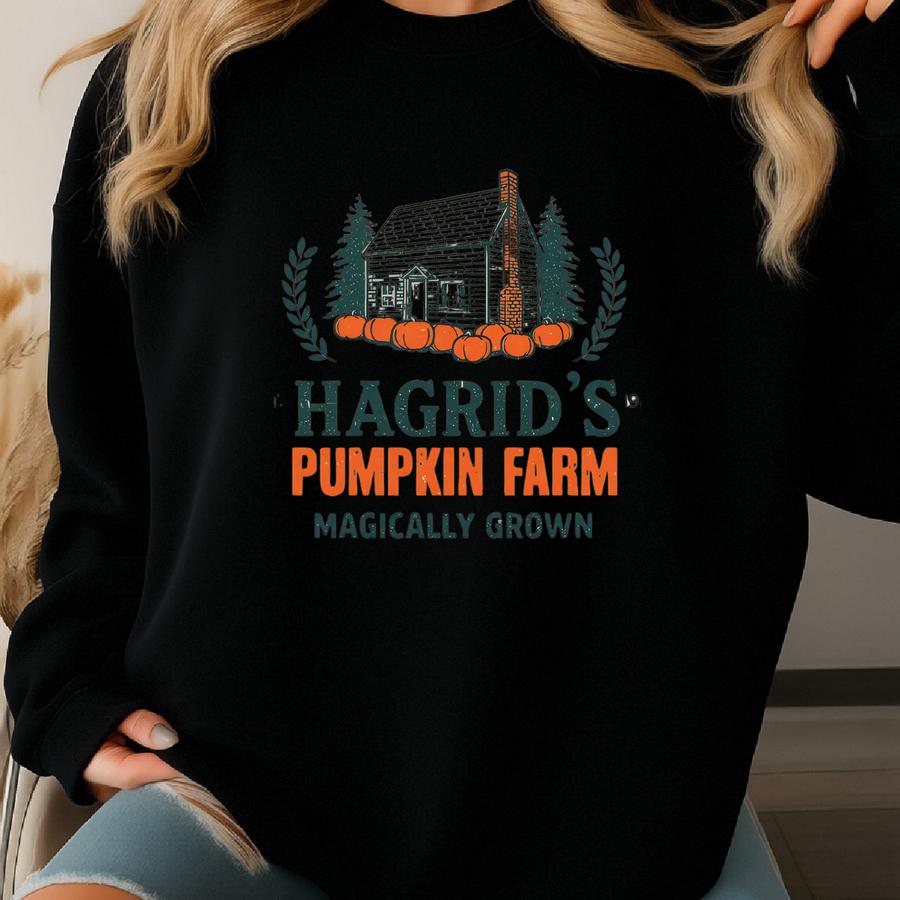 Hagrid’s Pumpkin Patch Sweatshirt, Fall Halloween Shirt, Spooky Season Pumpkin Farm Tee, Thanksgiving Autumn Crewneck, Magic Pumpkin Top Sweatshirt