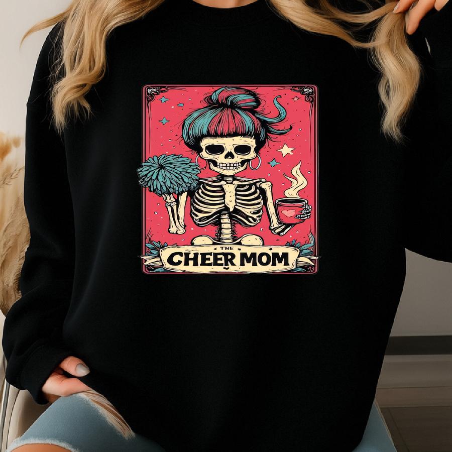 Funny Cheer Mom Sweatshirt: Halloween Cheerleading Crewneck Sweatshirt