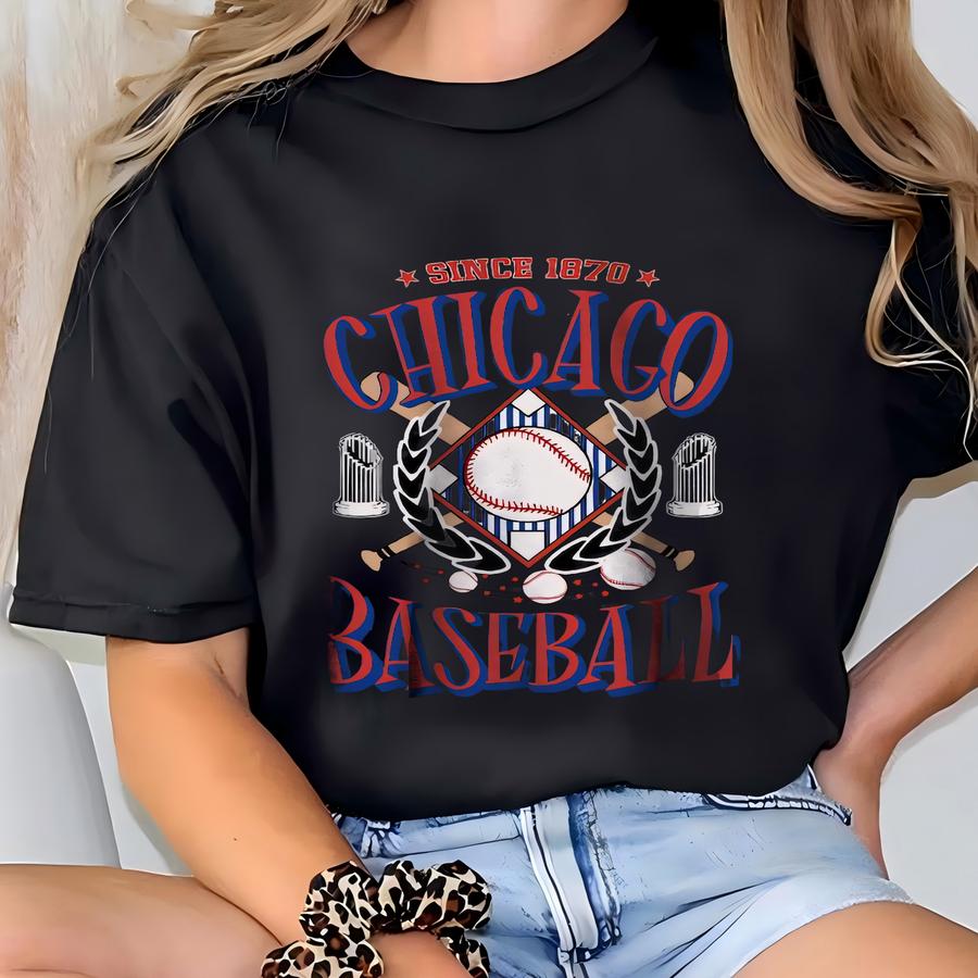 Chicago Baseball Sweatshirt, Vintage Style Chicago Baseball Crewneck, Retro Baseball Sweater, Chicago Sports Fan Shirt T-shirt