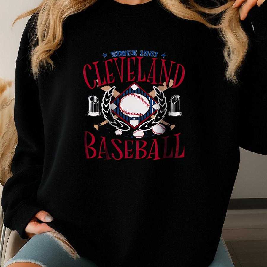Cleveland Baseball Sweatshirt, Vintage Style Cleveland Baseball Crewneck, Retro Baseball Sweater, Cleveland Sports Fan Shirt Sweatshirt