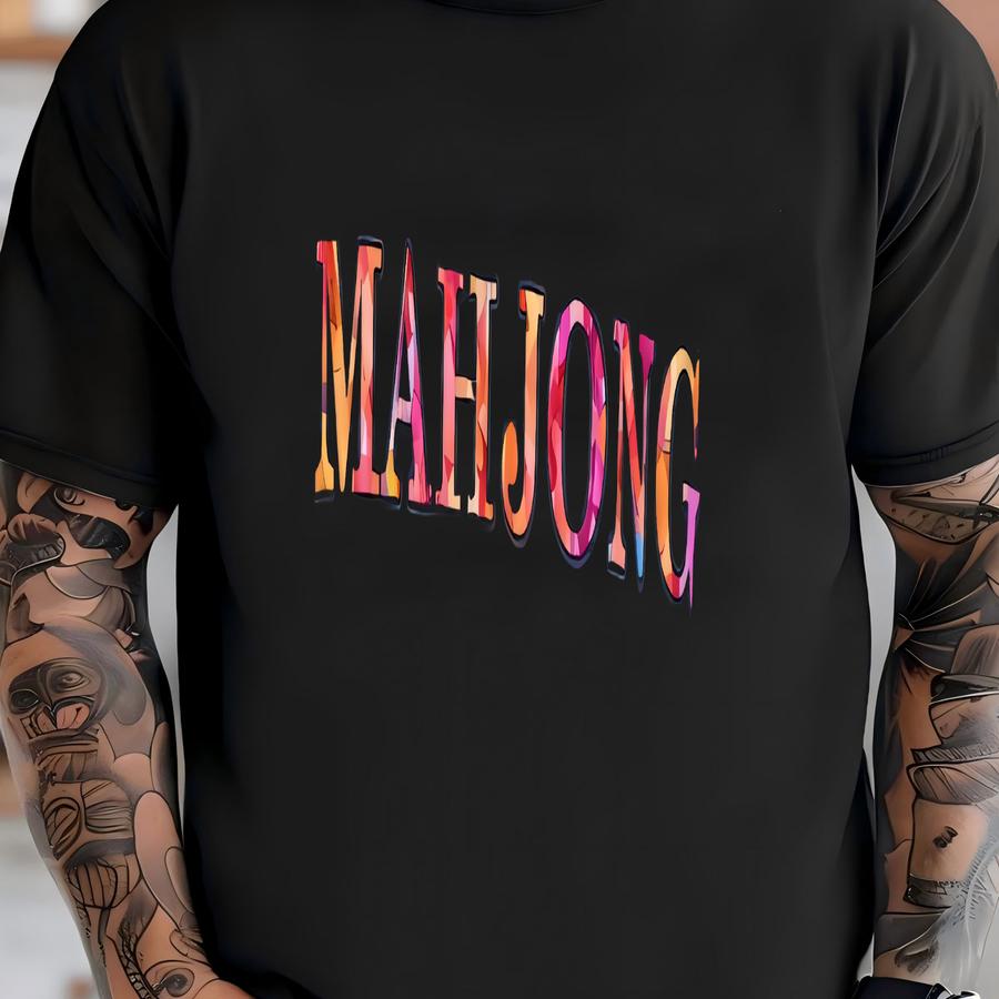 Mahjong Printed On Front Mahj On Back, Sweatshirt: Garment-dyed Cotton-blend Fce T-shirt