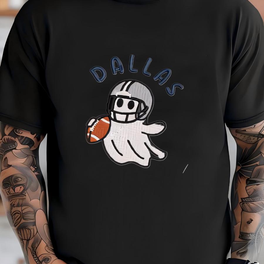 Ghost Football Quarter Zip Sweatshirt: Cozy Game Day, Halloween Pullover T-shirt