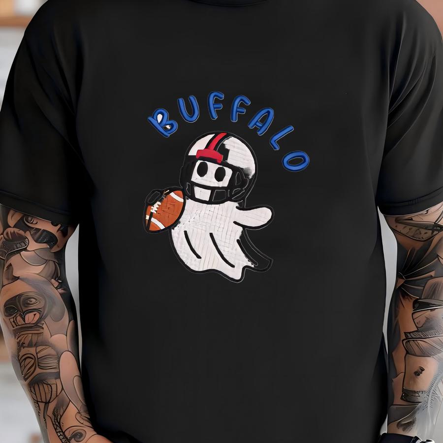 Buffalo Ghost Football Quarter Zip Sweatshirt: Cozy Game Day, Halloween Pullover T-shirt