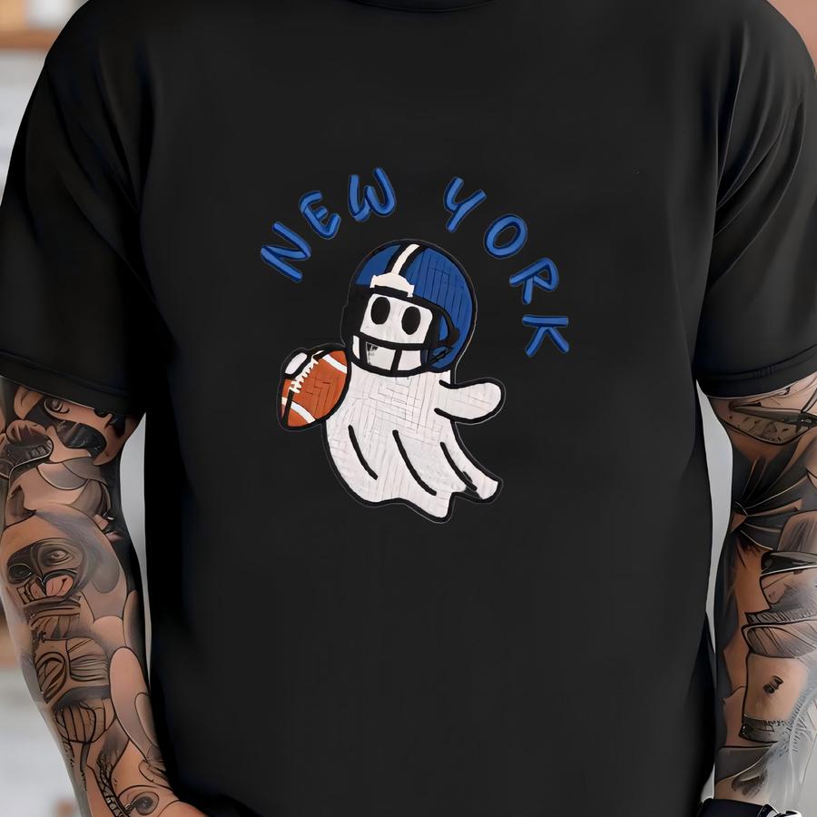 New York Ghost Football Quarter Zip Sweatshirt: Cozy Game Day, Halloween Pullover T-shirt