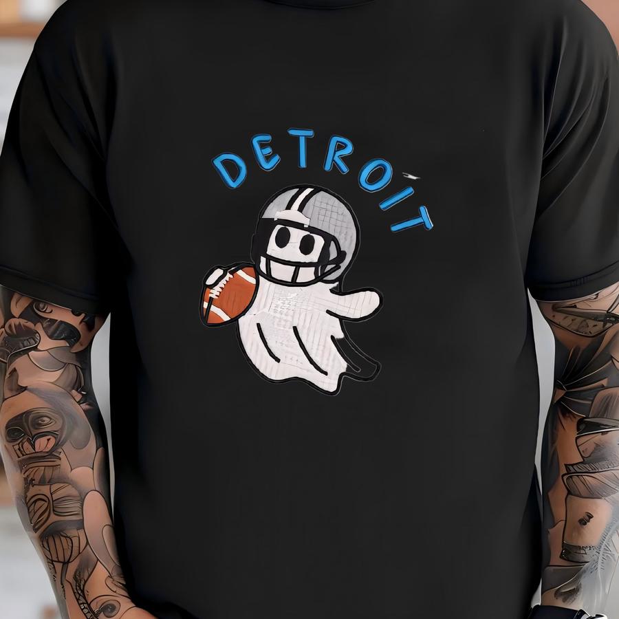 Detroit Ghost Football Quarter Zip Sweatshirt: Cozy Game Day, Halloween Pullover T-shirt