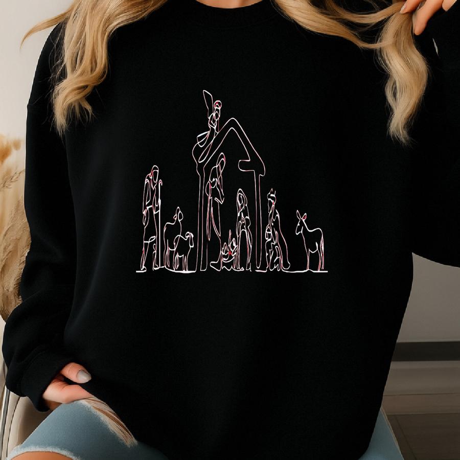 Nativity Scene Christmas Shirt: Christian Holiday Faith Tee Sweatshirt