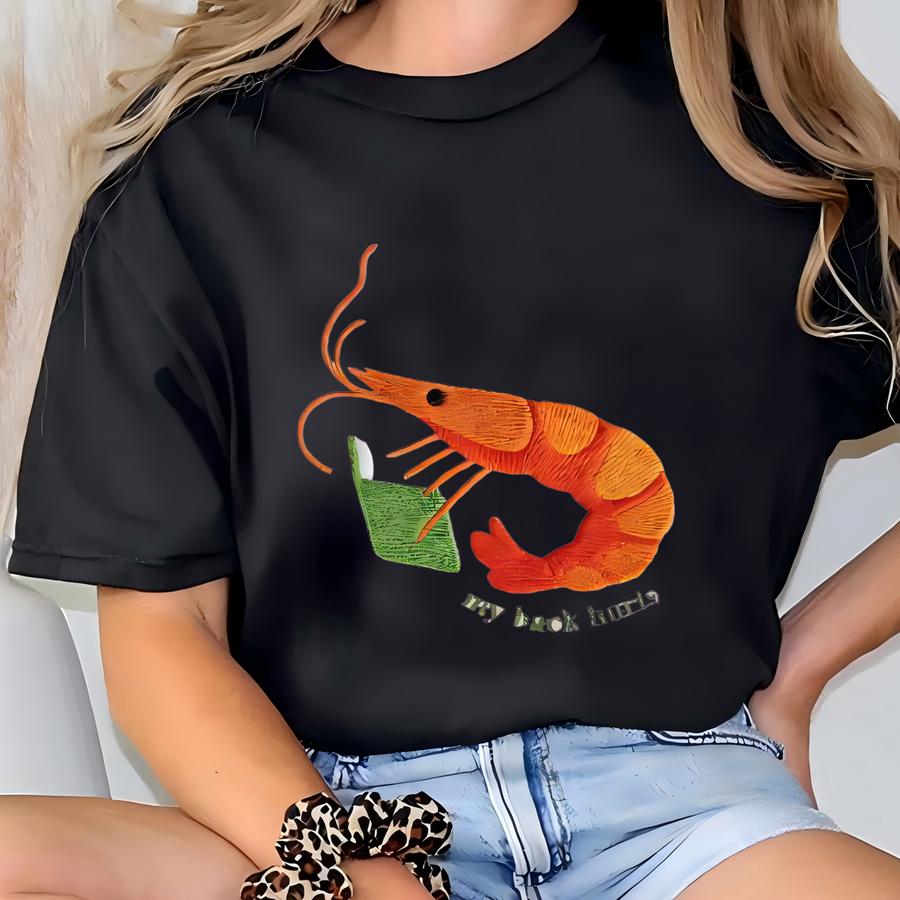 Crewneck Funny Booklover Gift For Shrimp And Books Lover Sweatshirt Gift For Colleague Funny Seafood Sweater Gift T-shirt