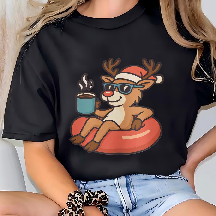 Christmas Sweatshirt | Funny Reindeer Coffee Crewneck | Holiday Sweater Gift For Adults And Teens T-shirt