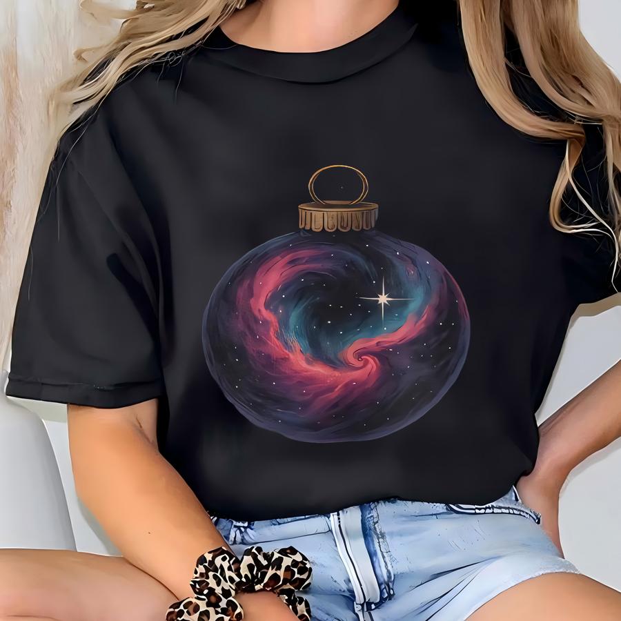 Christmas Sweatshirt | Galaxy Ornament Crewneck | Space Themed Holiday Sweater Gift T-shirt