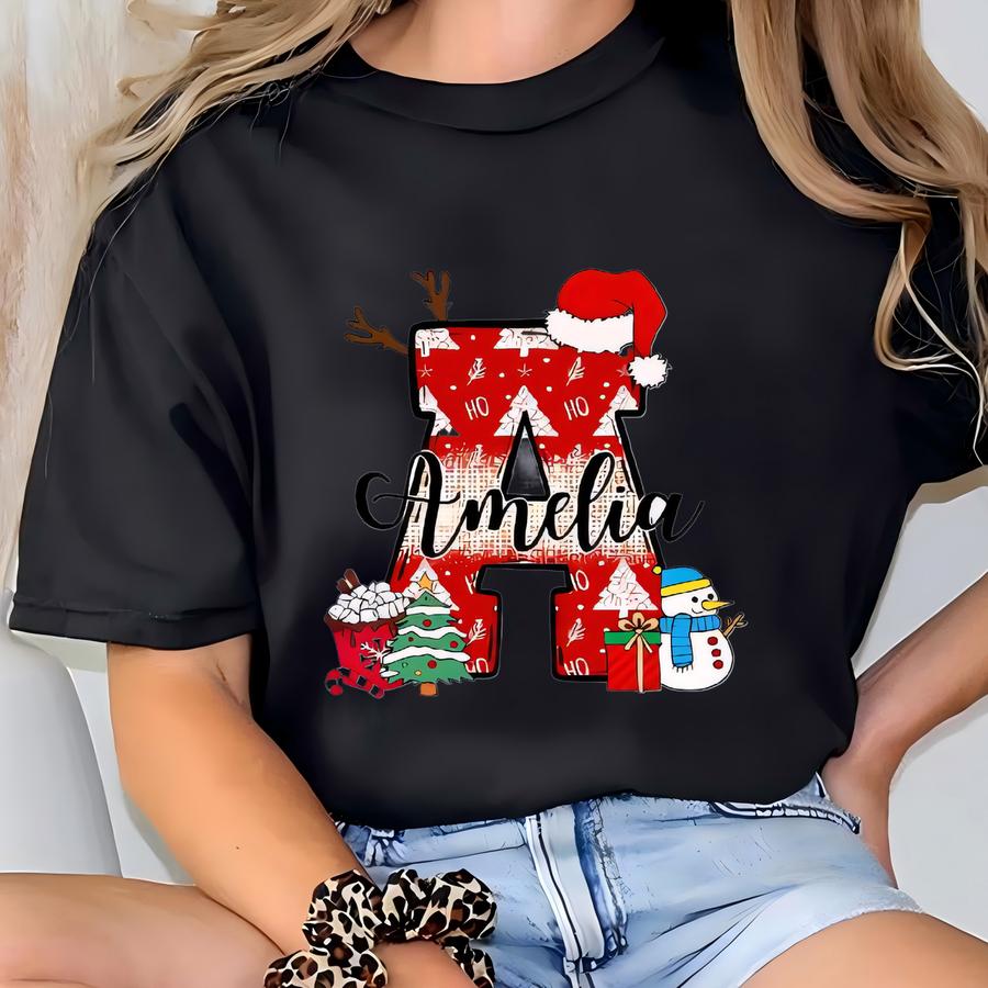 Christmas Pajama Tee Toddler, Personalized Gifts For Kids For Christmas Shirt With Name, Santa Tees For Girls,christmas Crew Shirt For Boys T-shirt