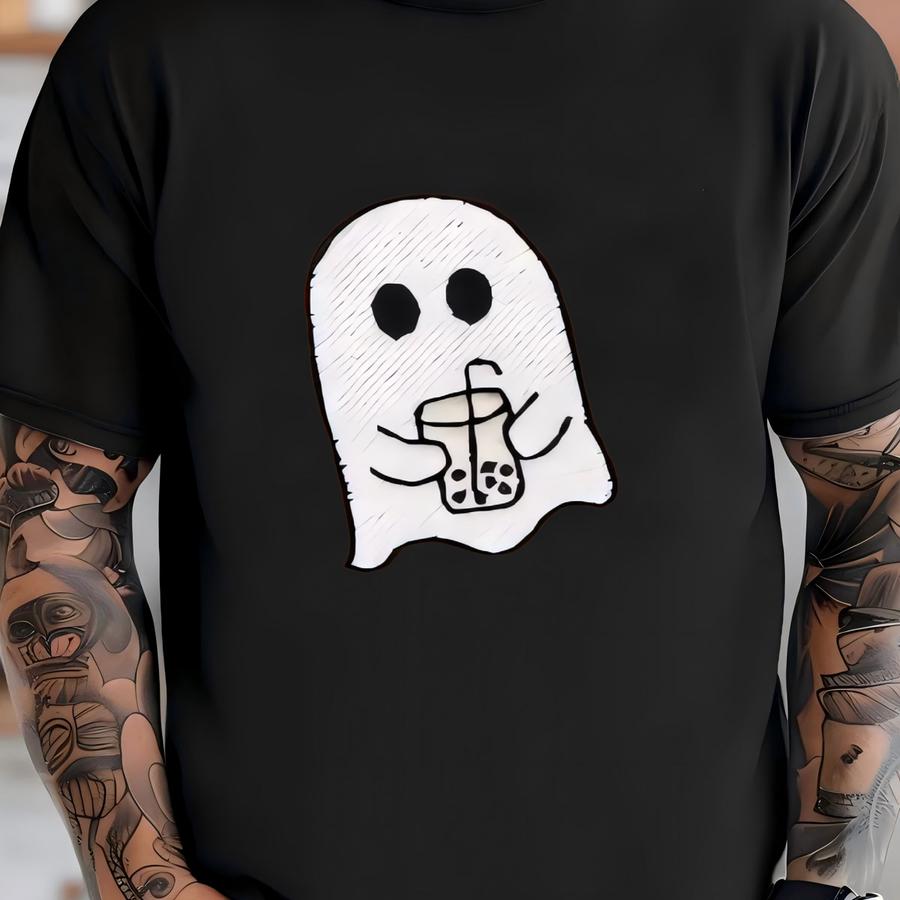 Iced Coffee Ghost Sweatshirt, Cute Halloween Crewneck, Cozy Fall Autumn Ghost Coffee Sweatshirt, Spooky Season Sweatshirt T-shirt