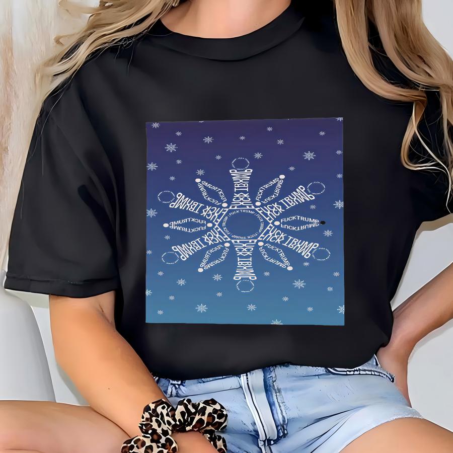 Subtle F*ck Snowflake Garden Flag, Outside Winter Decor, Snow Outdoor Banner, Festive Home Decoration, Liberal Yard Sign, Anti  T-shirt