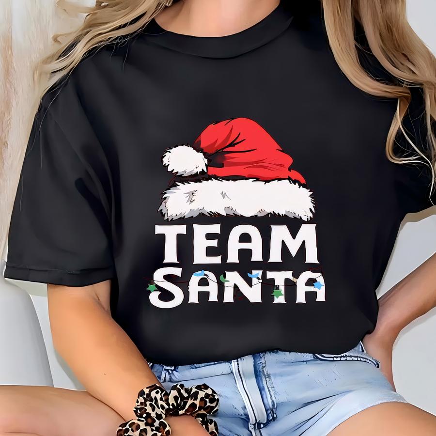 Team Santa Shirt, Santa Hat Hoodie, Christmas Team Sweatshirt, Custom Christmas Hoodie, Xmas Gift Crewneck, Christmas Gift T-shirt