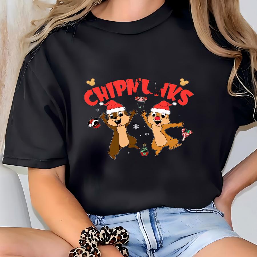 Chip And Dale Christmas Shirt: Jolliest Bunch Snowflake Holiday Tee T-shirt