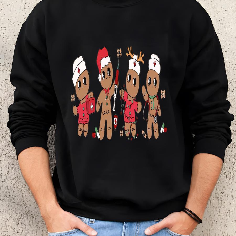 Retro Gingerbread Nurse Christmas Sweatshirt, Gift For Nurse, School Nurse Shirt, Funny Nurse Shirt, Nurse Christmas Shirt, Nurse Team Gifts Sweatshirt