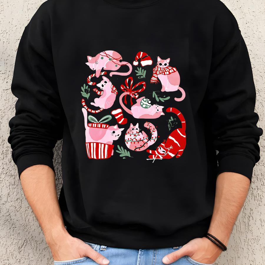 Merry Catmas Sweatshirt, Christmas Cat Sweatshirt, Funny Christmas Cat Tee, Cat Lover Shirt, Cat Xmas Tee, Christmas Gift For Cat Mom Sweatshirt