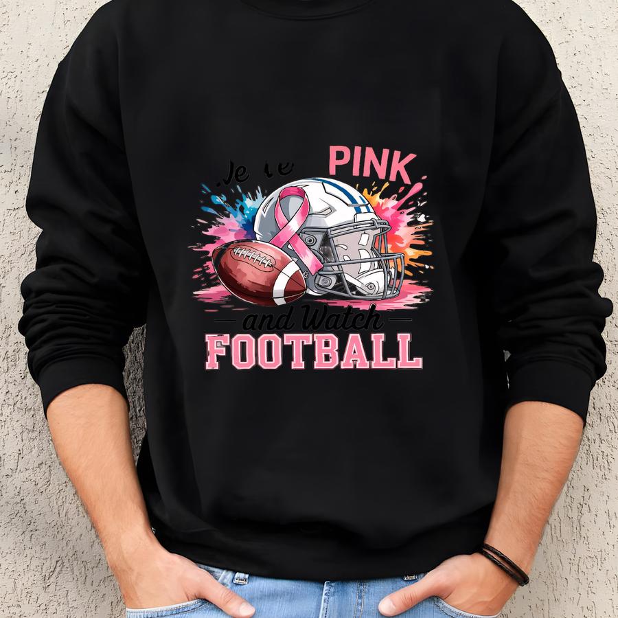 In October We Wear Pink Shirt, Retro Pumpkin Football Shirt, Breast Cancer Awareness Fighter Shirt, Coquette Pink Bow Ribbon Breast Cancer Sweatshirt