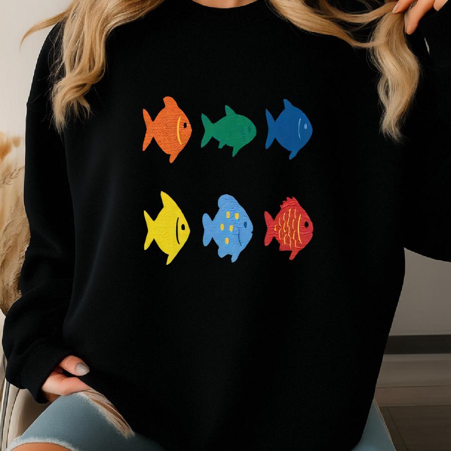 Fisherman Crewneck Colorful Fish Sweater Fishing Sweatshirt Trout Fish Crewneck Sweatshirt