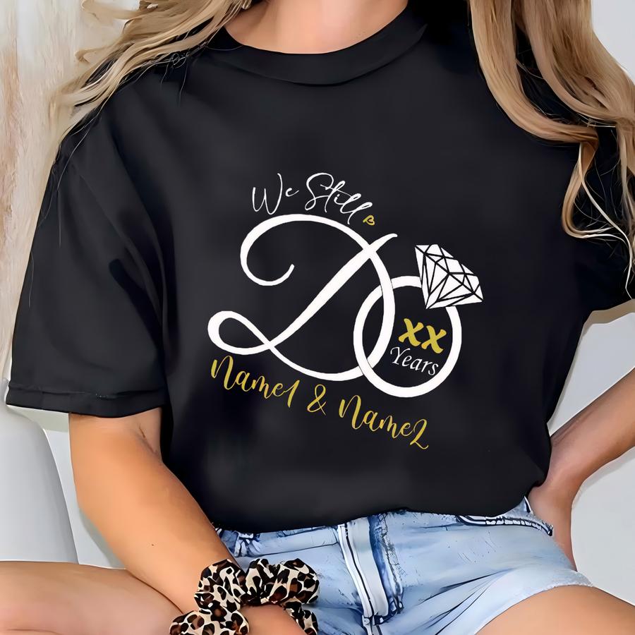 Custom Anniversary Shirt – Custom Couple Hoodie – Personalized Wedding Anniversary Gift – Matching Couples Tees – Custom Years Names T-shirt