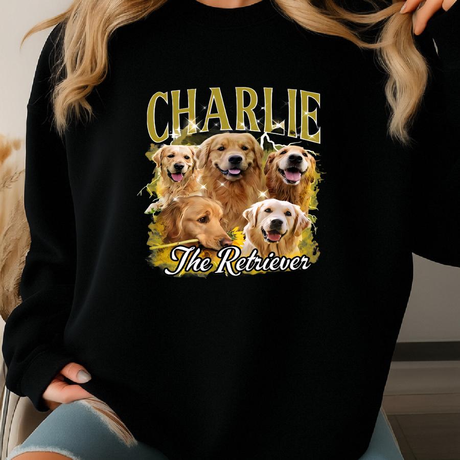 Custom Vintage Bootleg Pet Shirt Pet Photo + Name Custom Dog Portrait Personalized Shirt Custom T Shirts Cat Shirt 90's Tee Sweatshirt