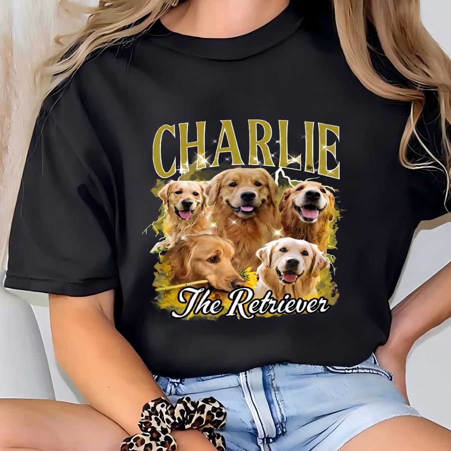 Custom Vintage Bootleg Pet Shirt Pet Photo + Name Custom Dog Portrait Personalized Shirt Custom T Shirts Cat Shirt 90's Tee T-shirt