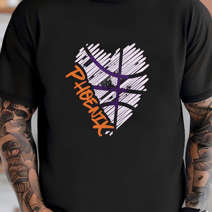 Pnix Basketball Unisex Apparel, Mens Womens Hoodies/crewneck Sweatshirts/ Hoodies, Gift For Sports Fan, Game Day Outfit, Sketch Heart T-shirt