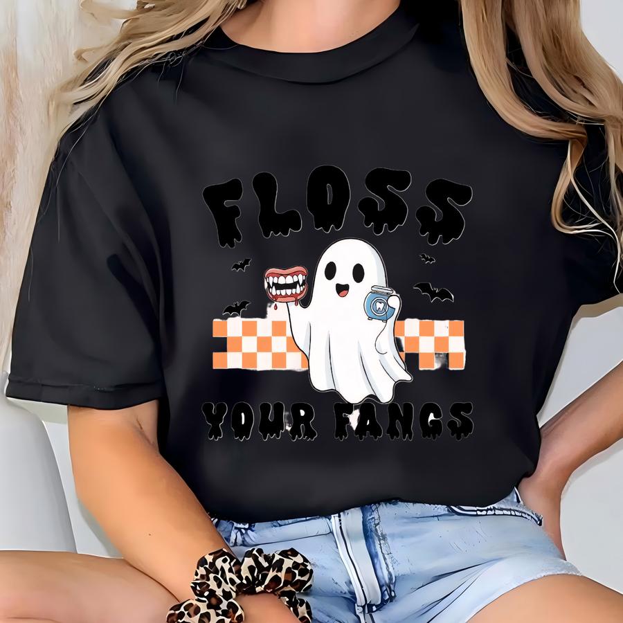 ® Floss Your Fangs Shirt Dental Halloween Shirt Funny Dental Hygienist Shirt Assistant Tech Shirt Funny Dentist Shirt T-shirt
