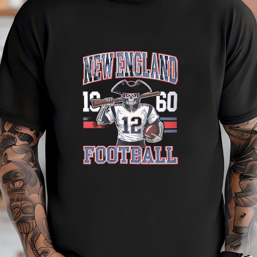 Vintage New England Skeleton Football Hoodie: Retro Bos Fan Gift T-shirt
