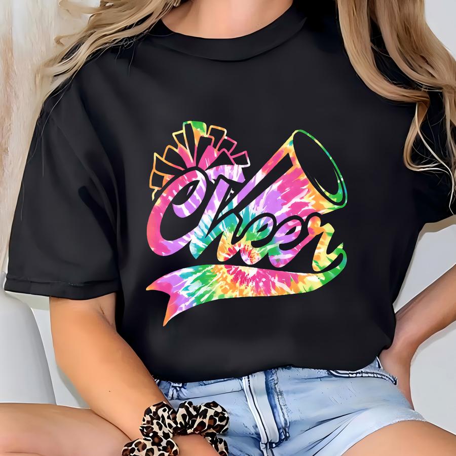 Cheer Shirt, Cheer Season Shirt, Cute Cheer Mom Shirt, Gift For Cheerleader, Tie Dye Cheerleader Mom Shirt For Women T-shirt