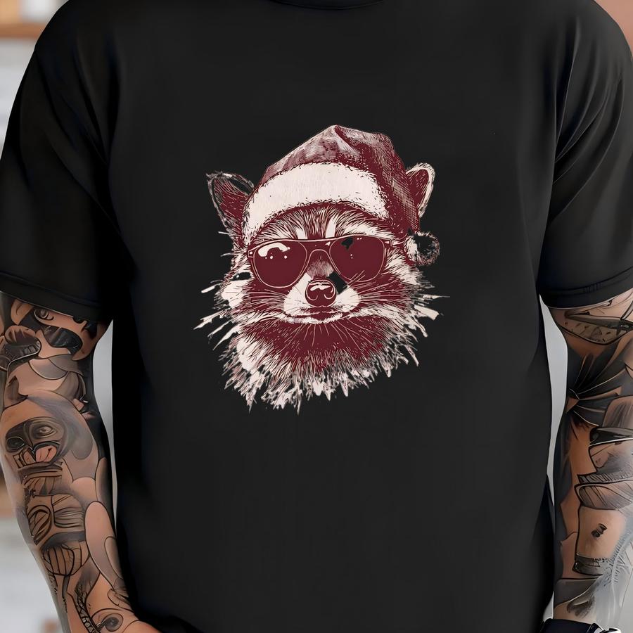 Christmas Raccoon Sweater, Santa Raccoon Shirt, Funny Raccoon Sweat, Christmas Shirt, Xmas Tee, Women's Holiday Shirt, Christmas Gift T-shirt